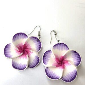 Purple and White Floral Earrings Light Flower Earrings
